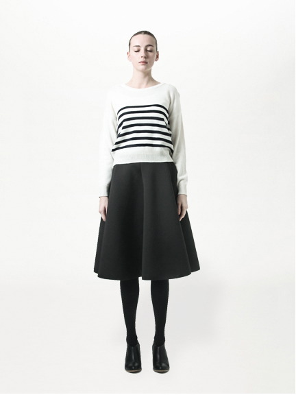 パネルボーダー長袖ニットプルオーバー