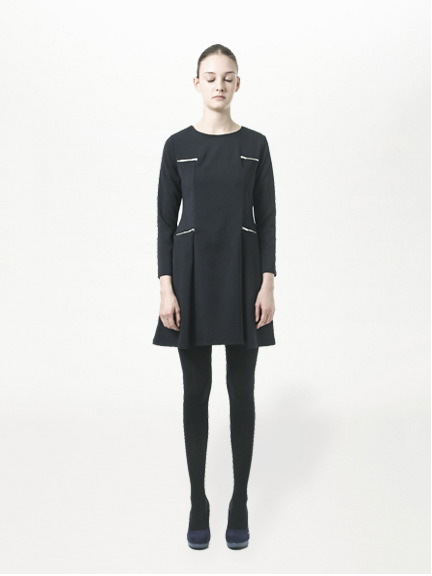 ジップポケット長袖ワンピース