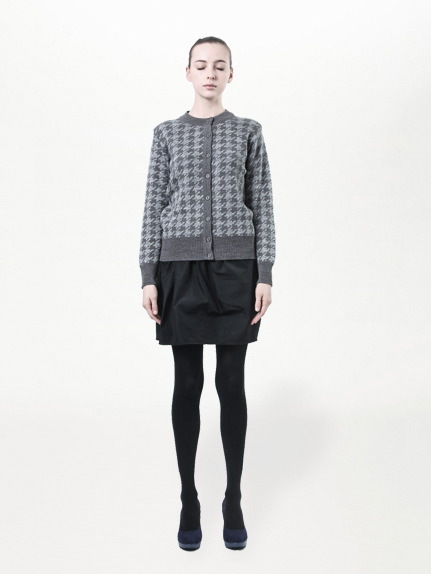 チドリパターン長袖ニットカーディガン