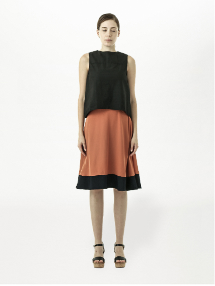 バイカラーミモレ丈スカート