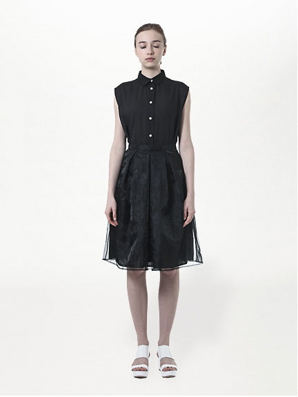 ・オーガンジーレイヤーミモレ丈スカート