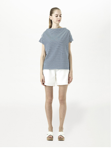 ・ボトルネックボーダー半袖PO