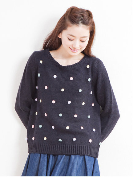 ＜サイズコンシェルジュ＞カラフルポップコーンニット